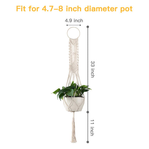 Cuttte macrame planter close-up highlighting cotton cord for indoor-outdoor use.
