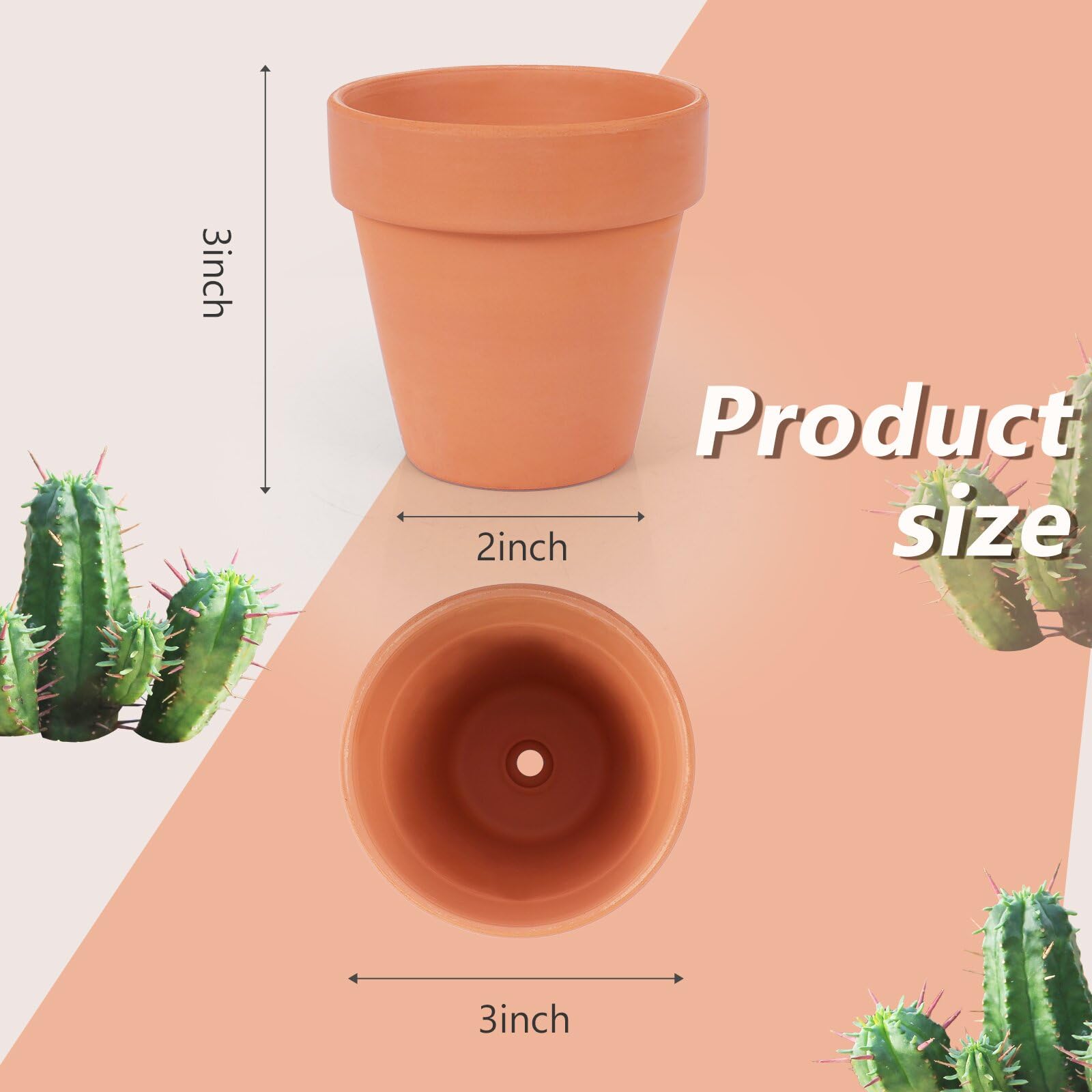 CUZZME small clay pot 3in, perfect for desk plants and tiny succulents.