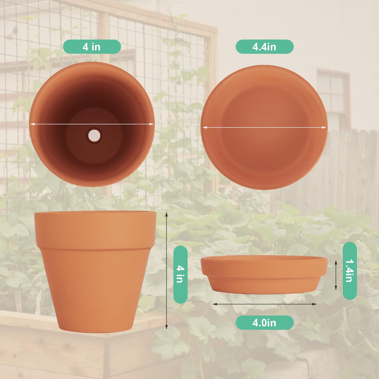 CUZZME terracotta pot 4-inch with drainage hole close-up for moisture control.