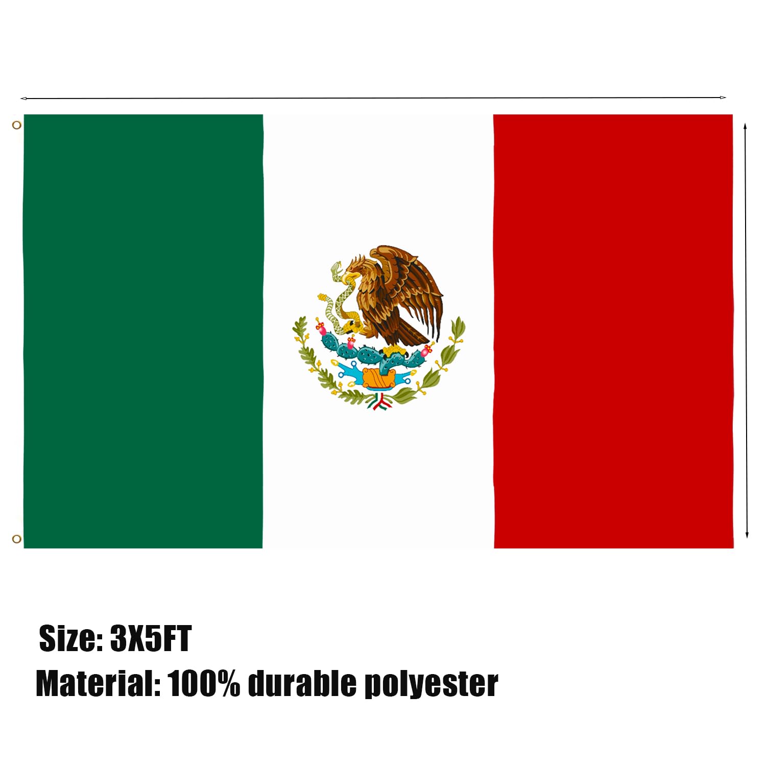 CVMEGE Mexico flag brass grommets for secure mounting