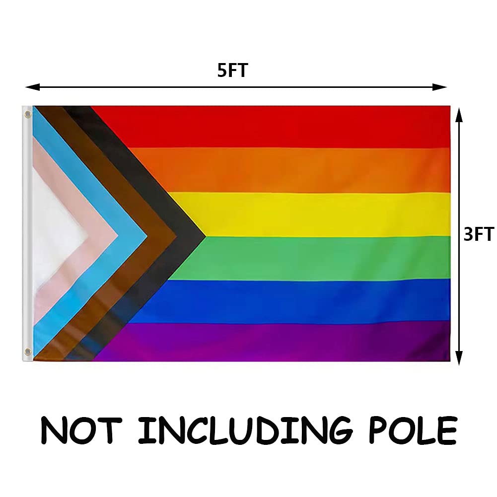 CVMEGE progress pride flag rainbow color close-up highlights vivid fabric.