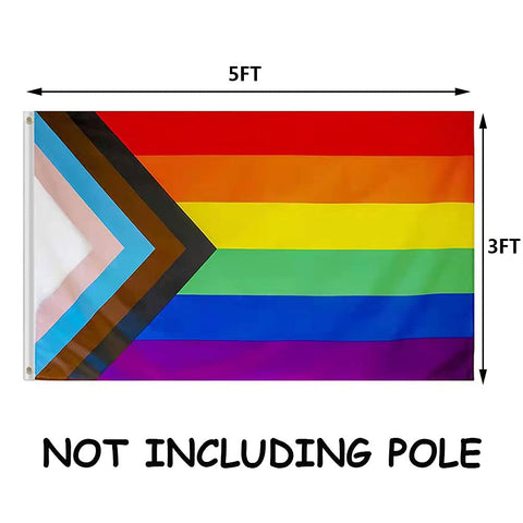 CVMEGE progress pride flag rainbow color close-up highlights vivid fabric.