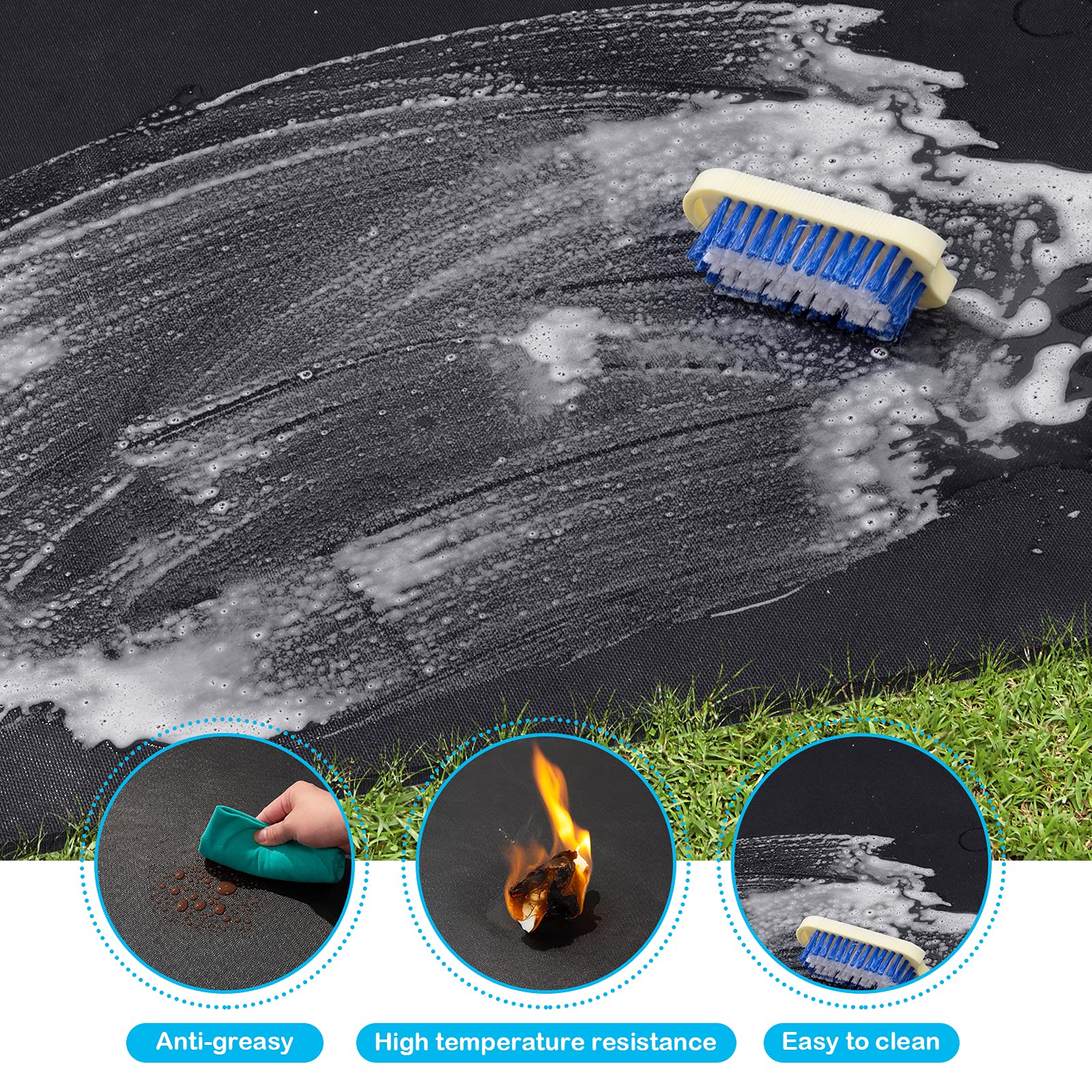 Cvtayn heat-resistant mat withstands extreme temperatures for safe grilling setups.