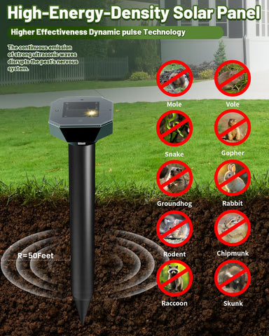 Cvtayn ultrasonic deterrent dynamics emit pulses to deter burrowers.