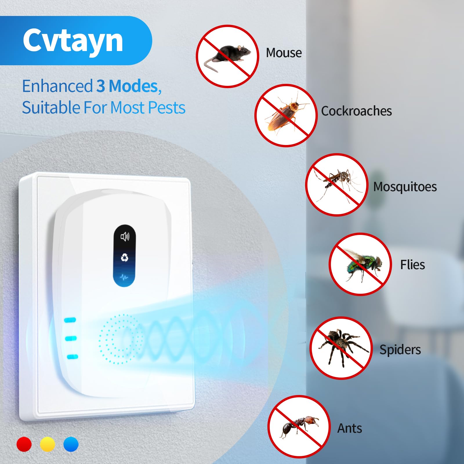 Cvtayn 3-mode switch enables targeted pest control for mosquitoes and ants.