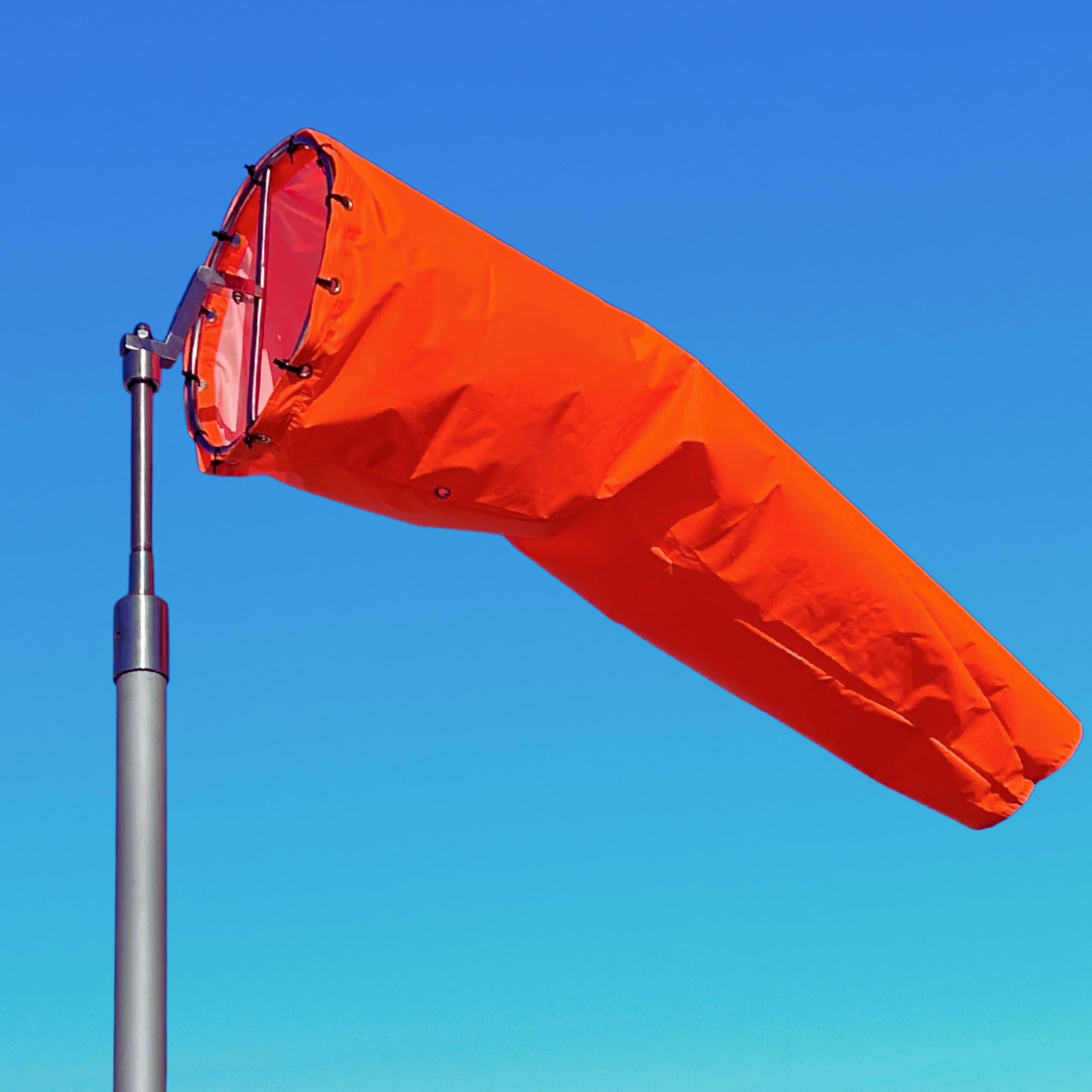 CW The Custom Windsock Co. 10x36 airport windsock in orange for high visibility at airfields.