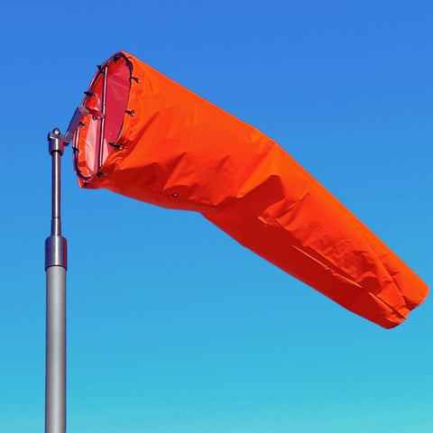 CW The Custom Windsock Co. 10x36 airport windsock in orange for high visibility at airfields.