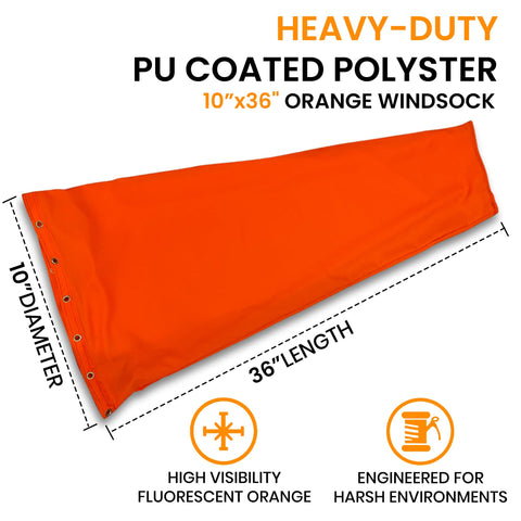 CW The Custom Windsock Co. heavy-duty 300D PU fabric withstands rain and snow for outdoor use.