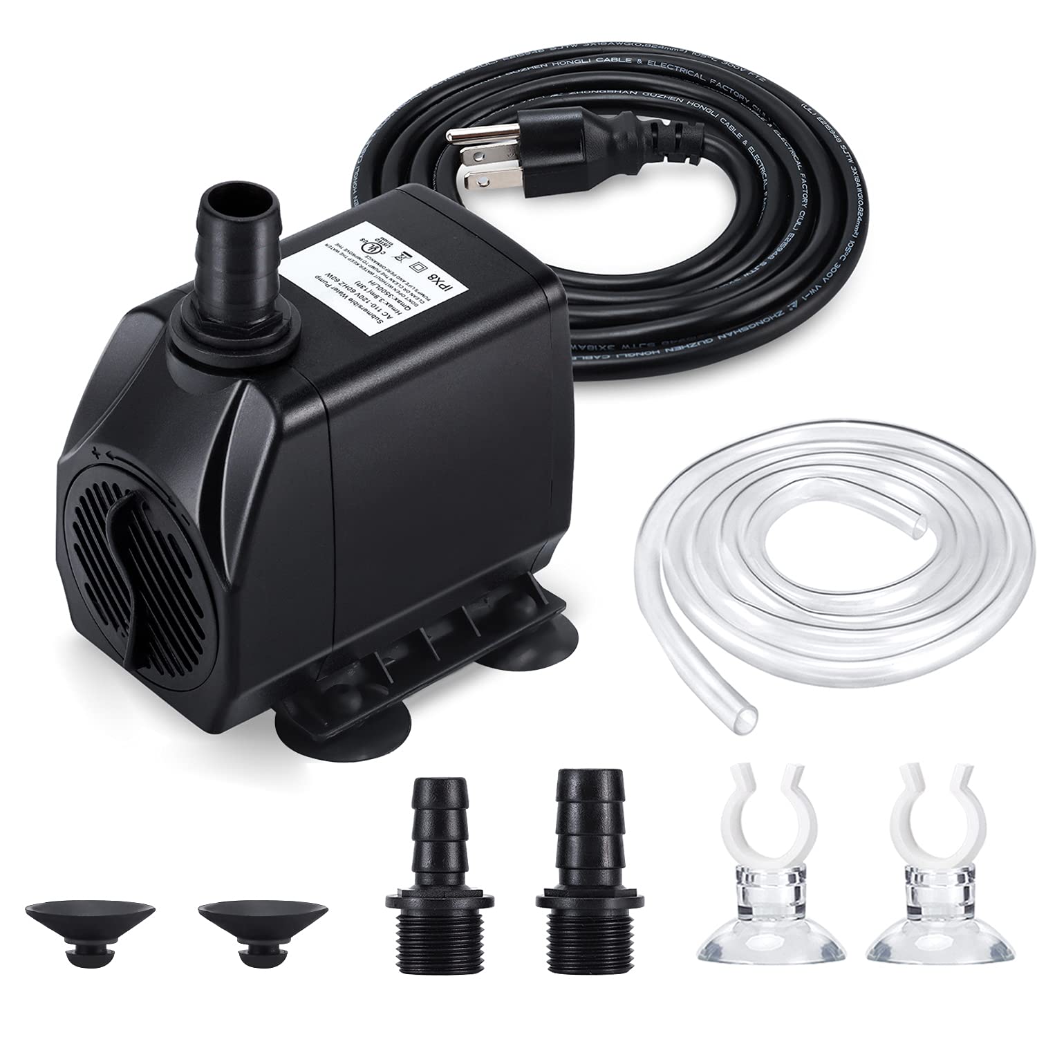 CWKJTOP fountain pump body with four suction cups for stable placement.