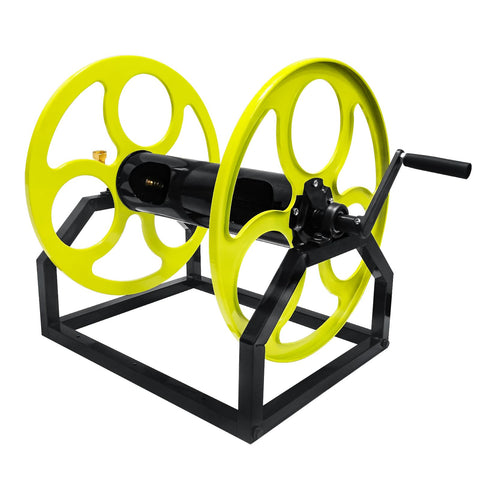 CXCESNS garden hose reel on wall mount stores up to 300 feet of hose neatly.