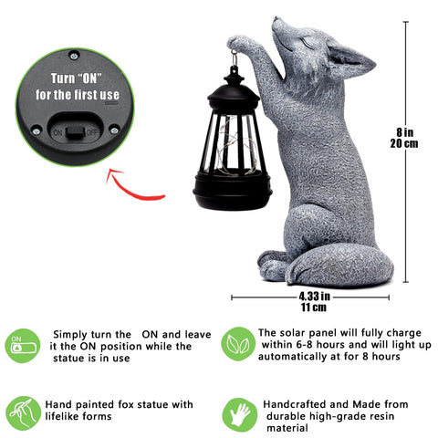 CXYCzsbj Fox statue on windowsill offers indoor ambient glow.