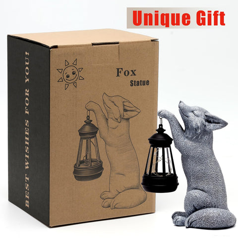 CXYCzsbj Solar-powered fox statue brightens pathways with soft light.