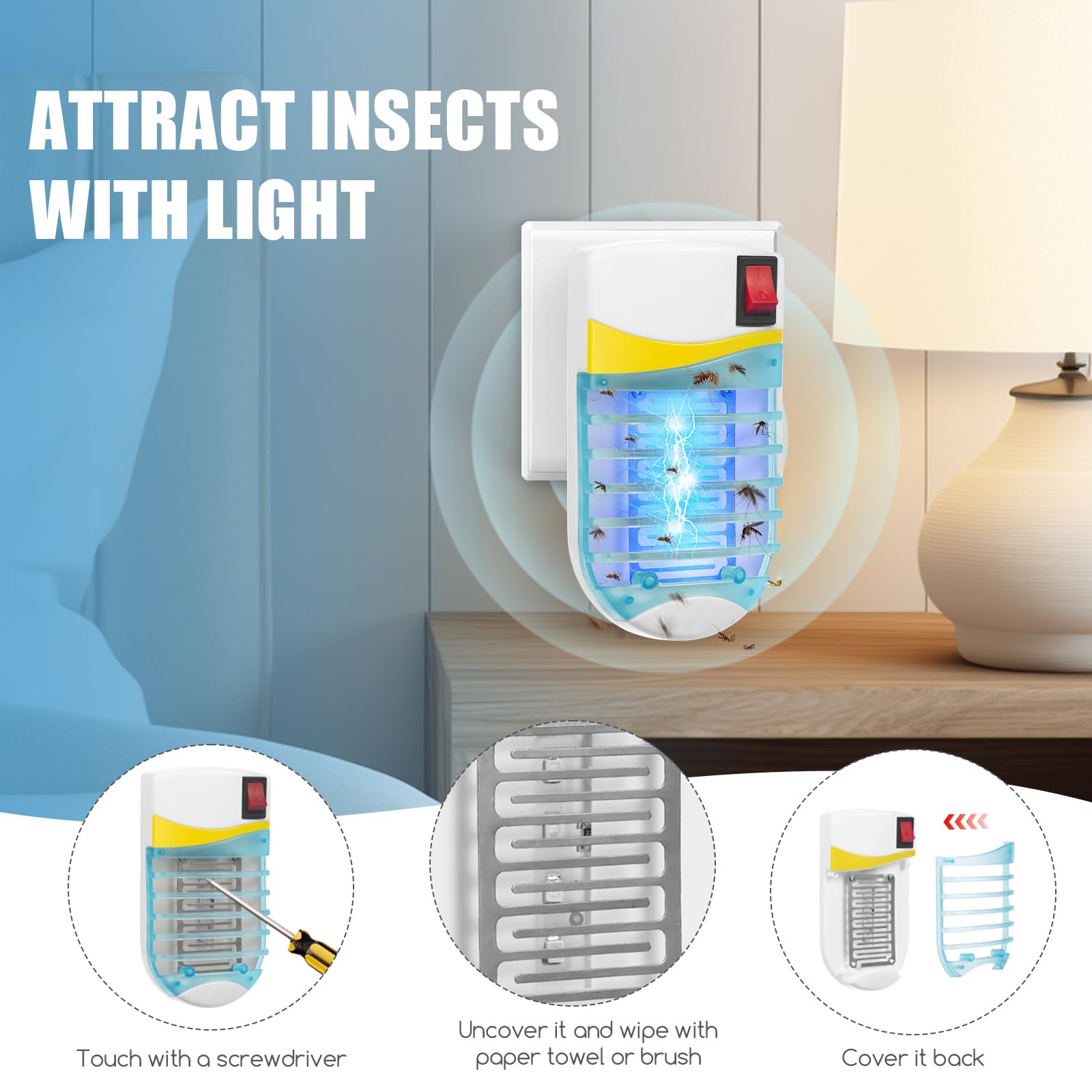 CXIENAOY indoor bug zapper easy cleaning process with brush.