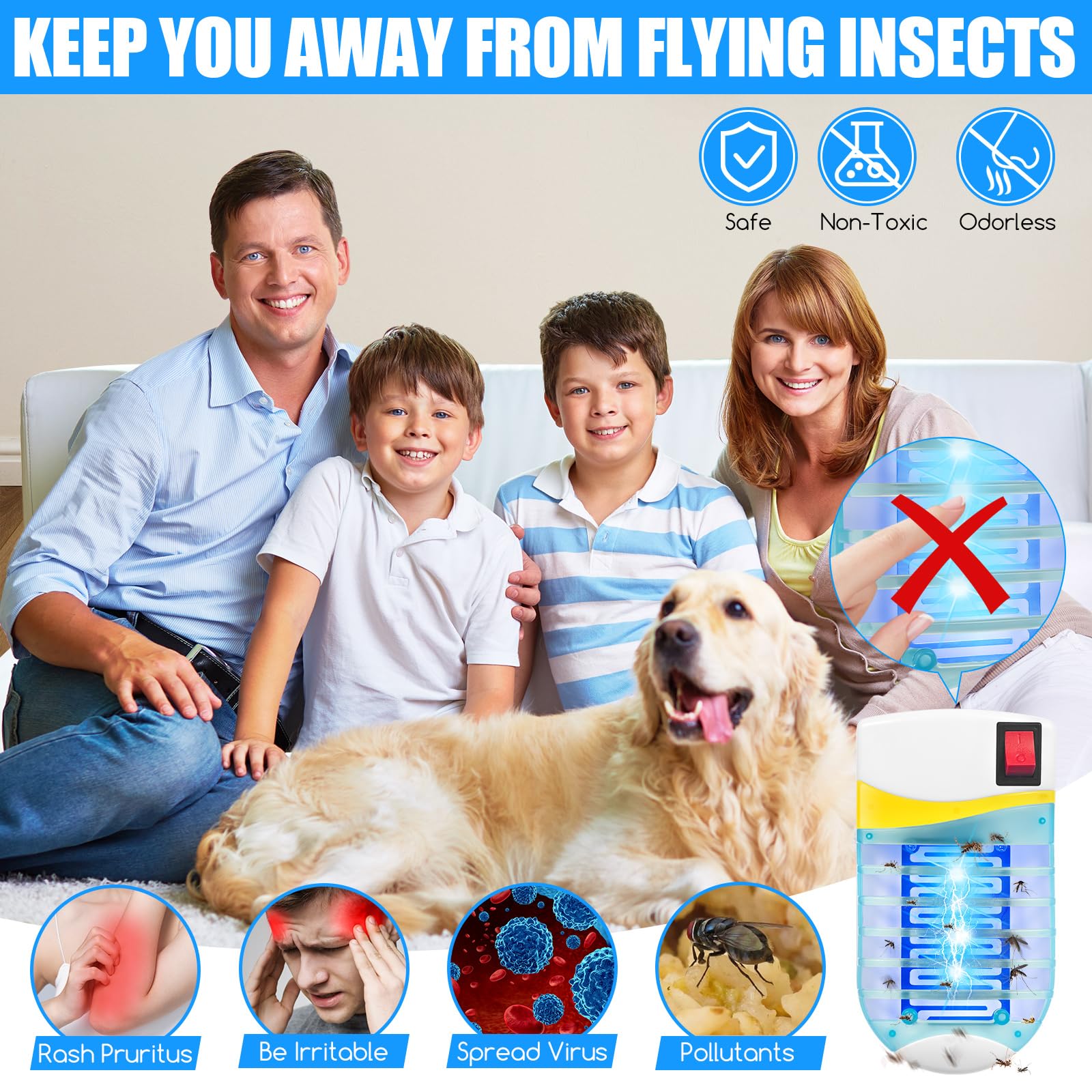 CXIENAOY indoor bug zapper safety mesh provides child and pet protection.
