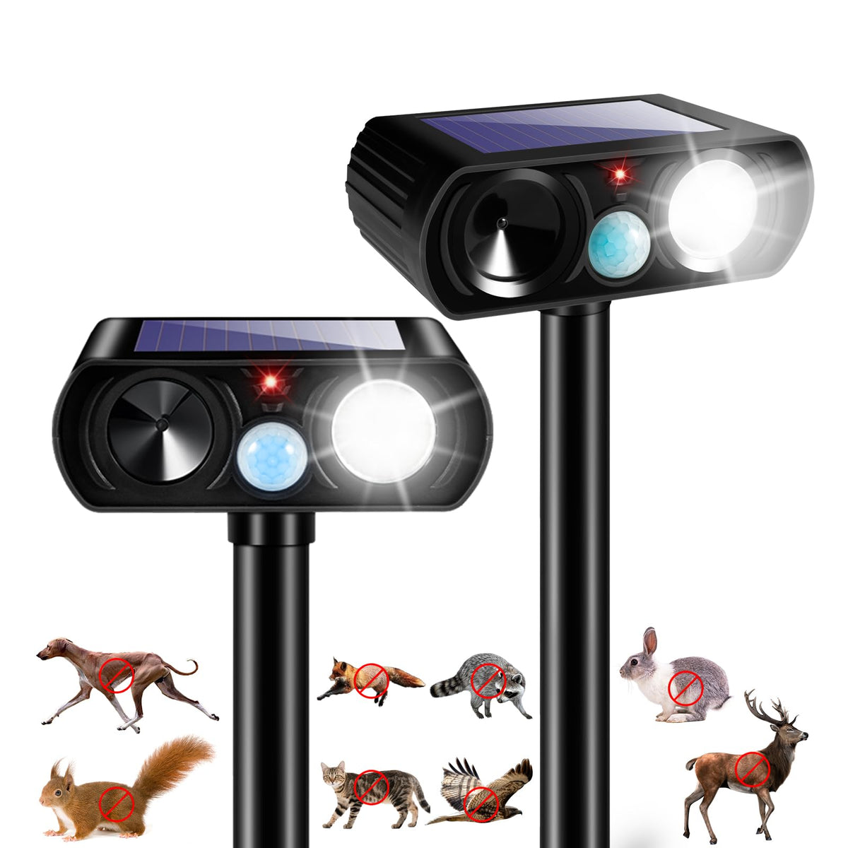 CXIENAOY solar ultrasonic animal repeller protects yard from wildlife
