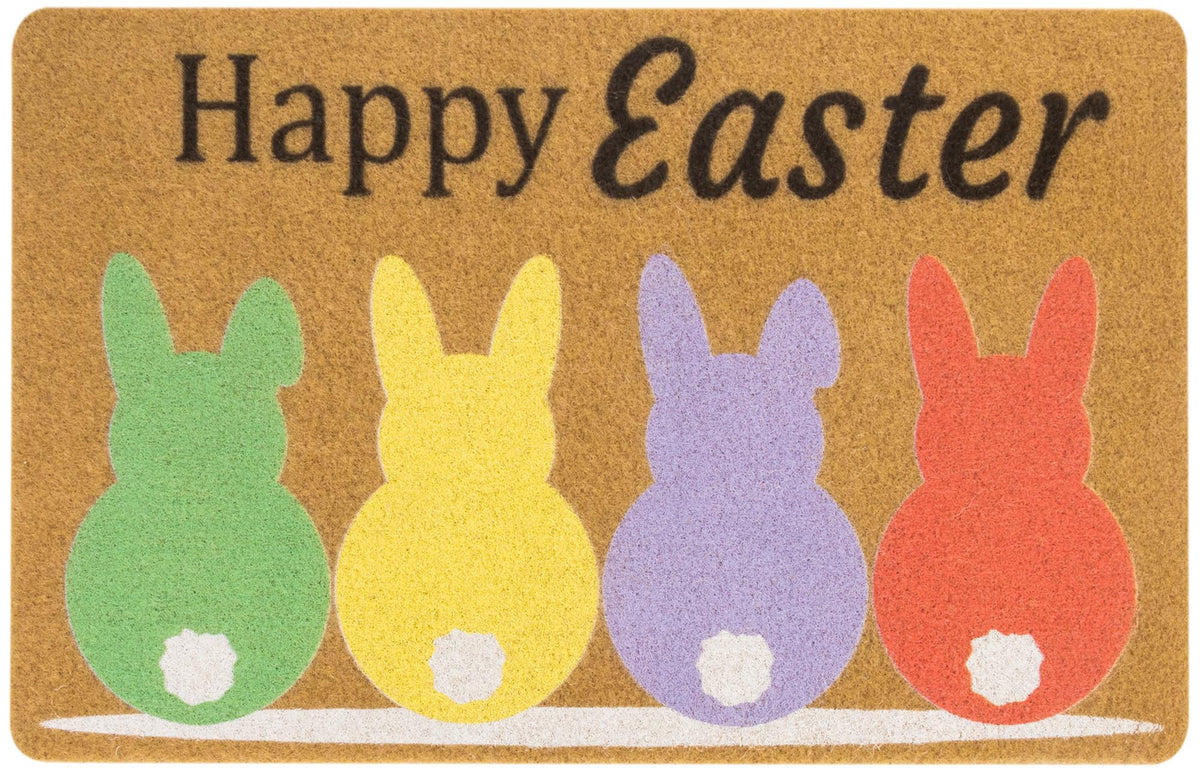 CXQRR Easter bunny welcome doormat 17x30 inches with durable coir and non-slip backing.
