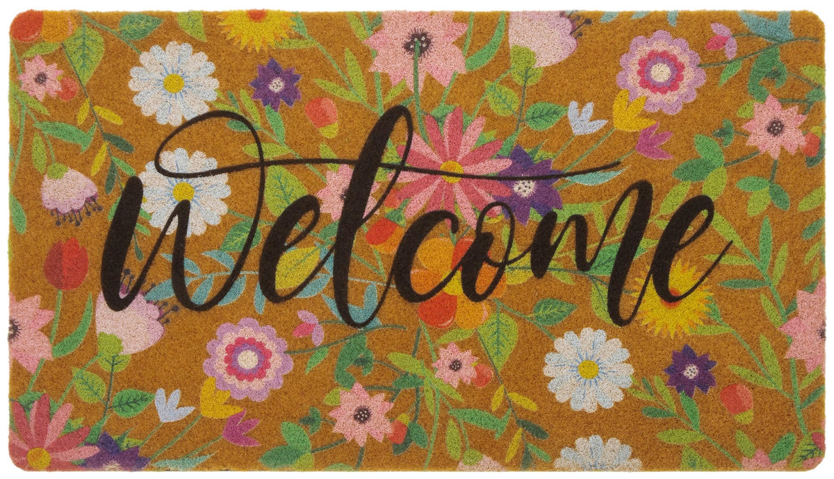 CXQRR Floral Welcome Mat with colorful flowers and effective dirt scraping at entryways.