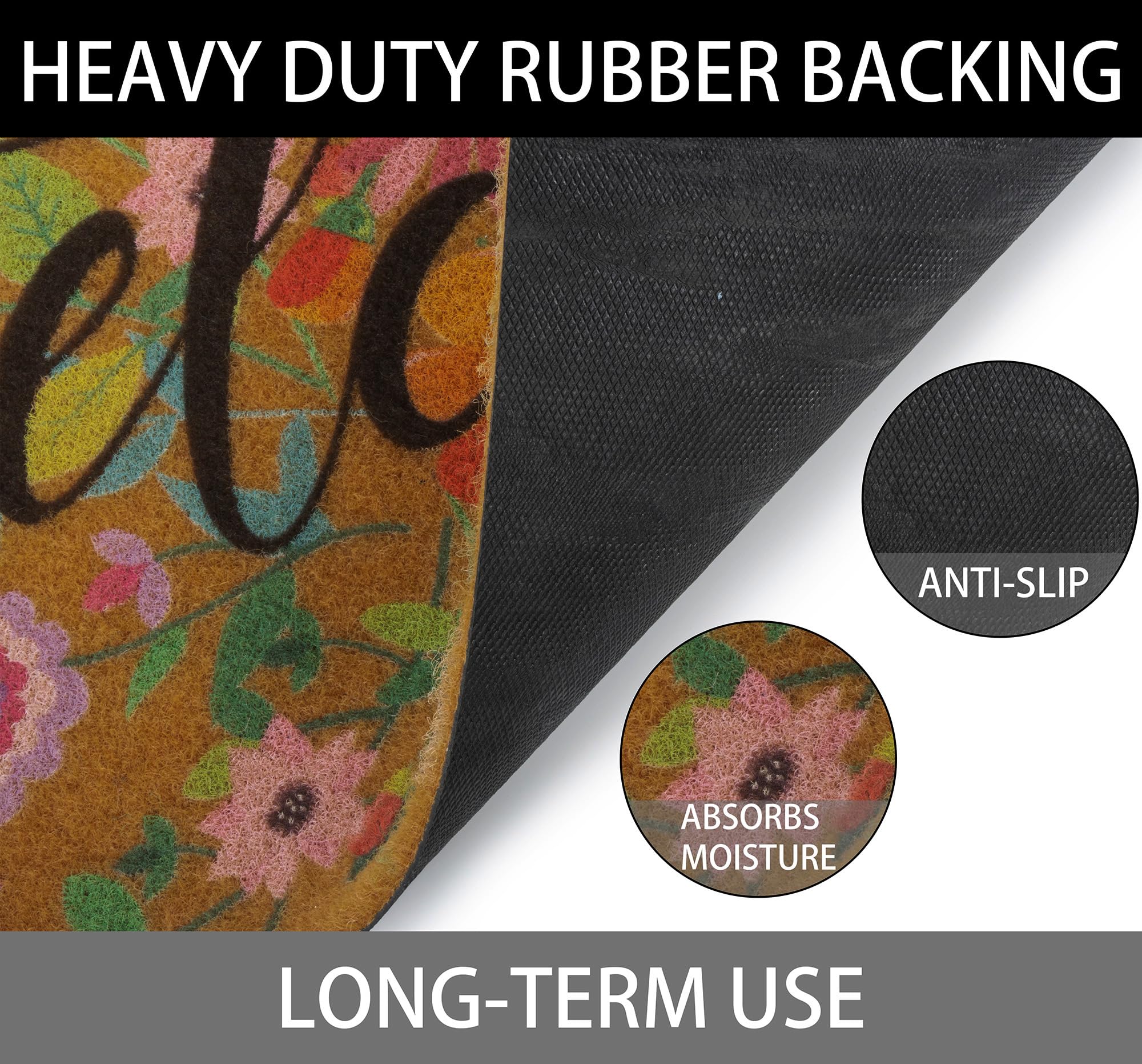 CXQRR Floral Welcome Mat non-slip backing keeps it securely in place.