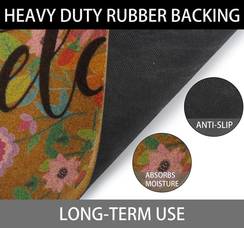 CXQRR Floral Welcome Mat non-slip backing keeps it securely in place.