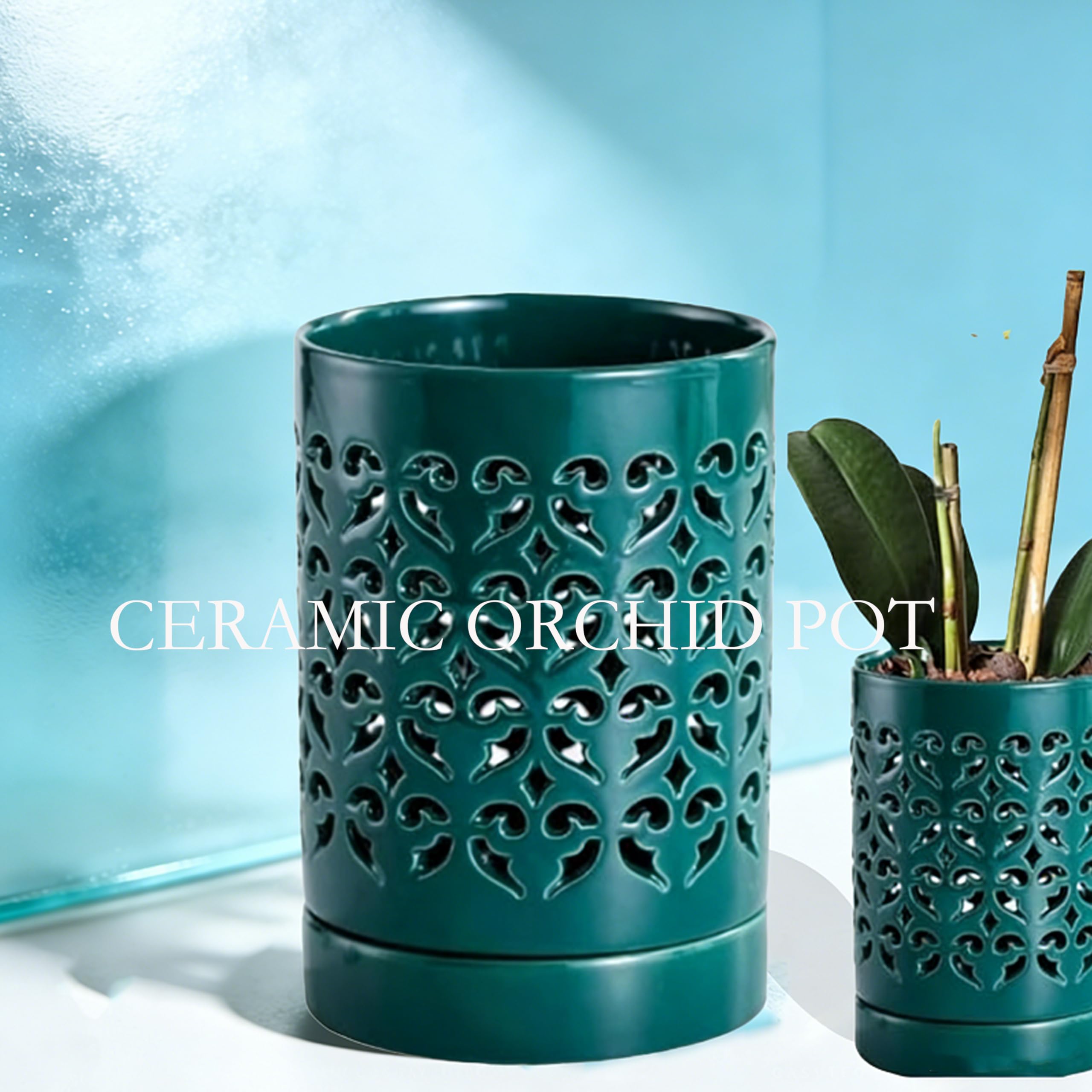 CXYNDFA ceramic orchid pot gift-ready with practical drainage and neat watering.