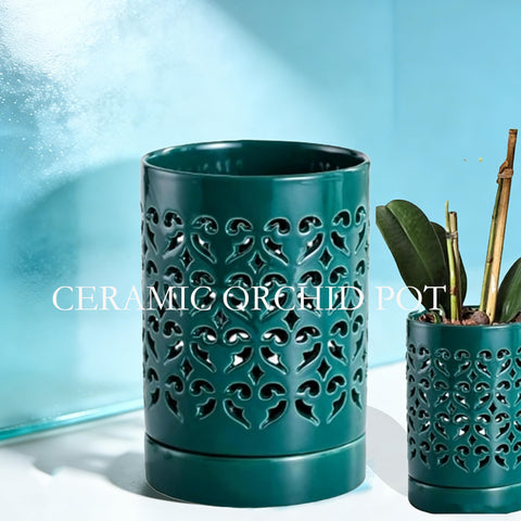 CXYNDFA ceramic orchid pot gift-ready with practical drainage and neat watering.