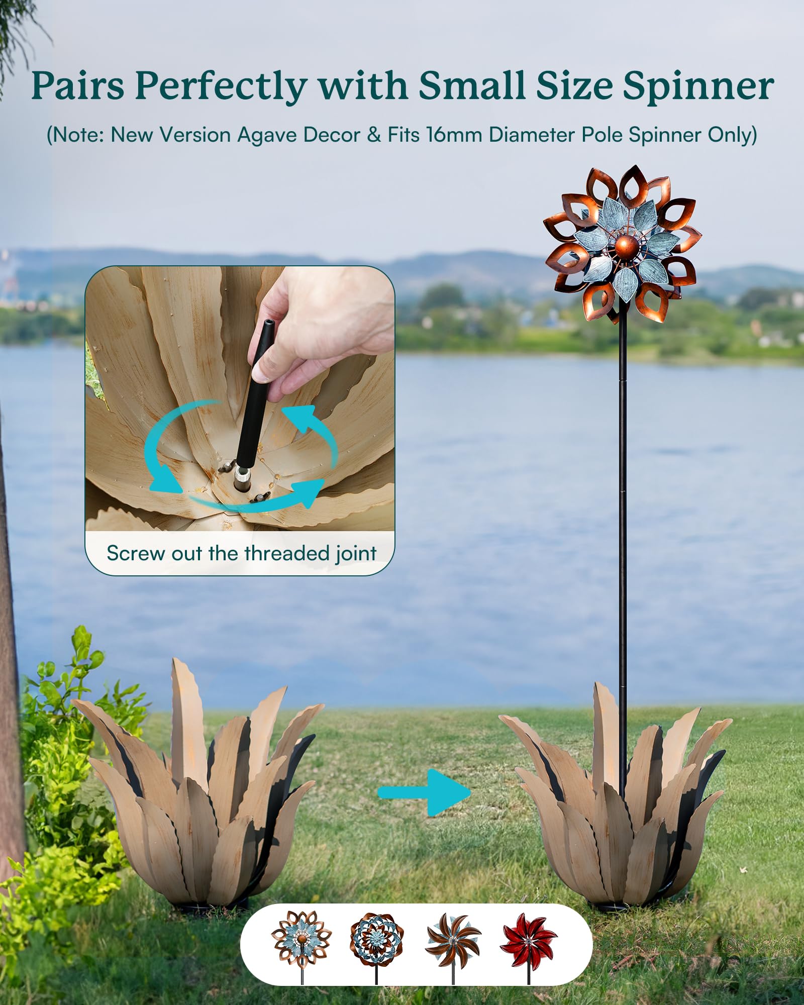 Cyan Oasis metal agave plant patio setting adds rugged, timeless character