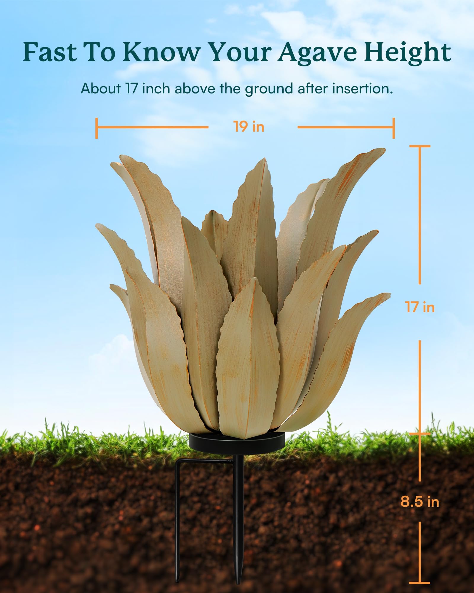 Cyan Oasis metal agave plant with warranty service reassurance inspires confidence