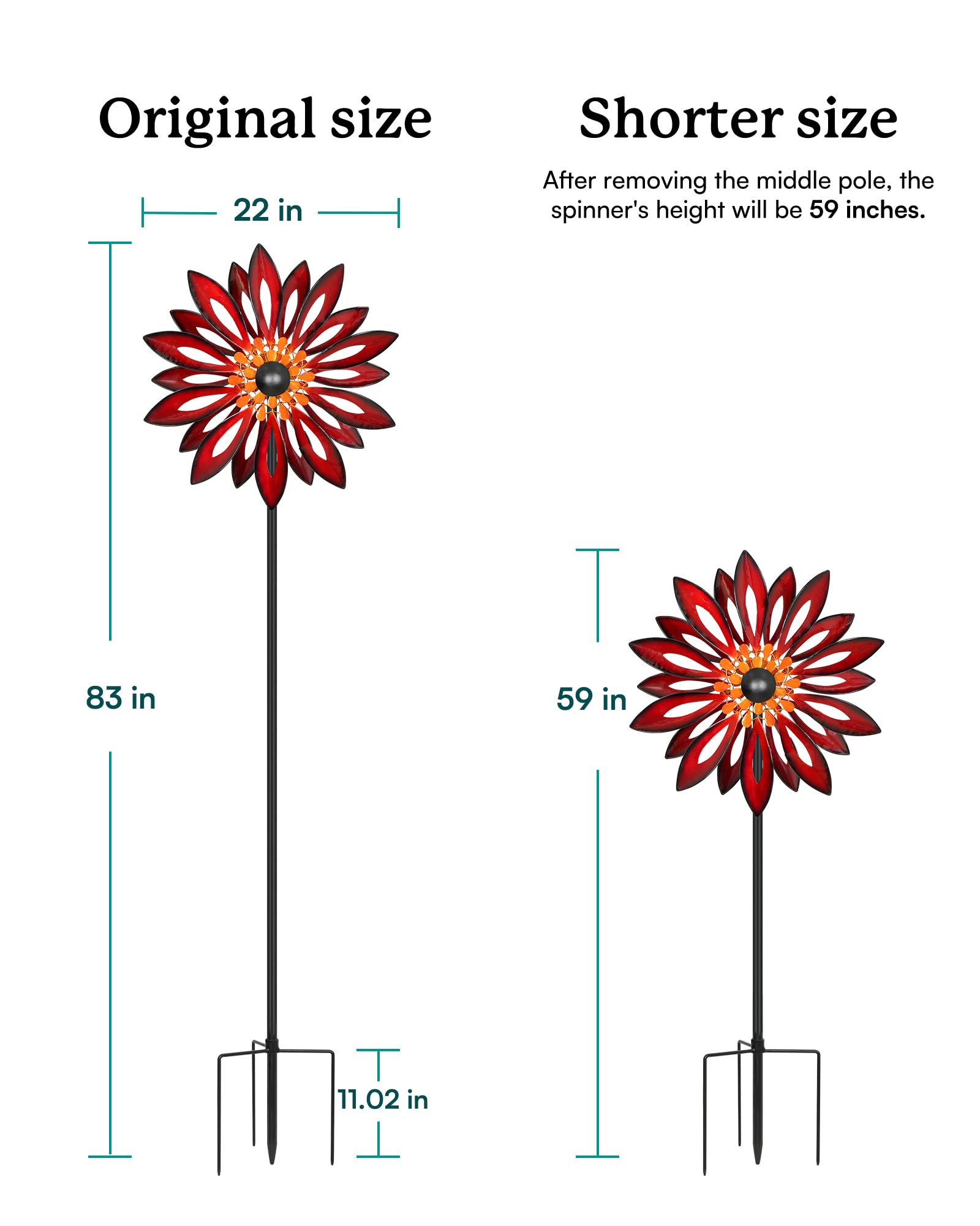 Cyan Oasis outdoor wind spinner enhances garden paths with kinetic movement.