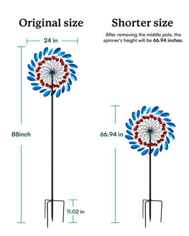 Cyan Oasis wind spinner makes a vibrant garden gift for outdoor lovers.