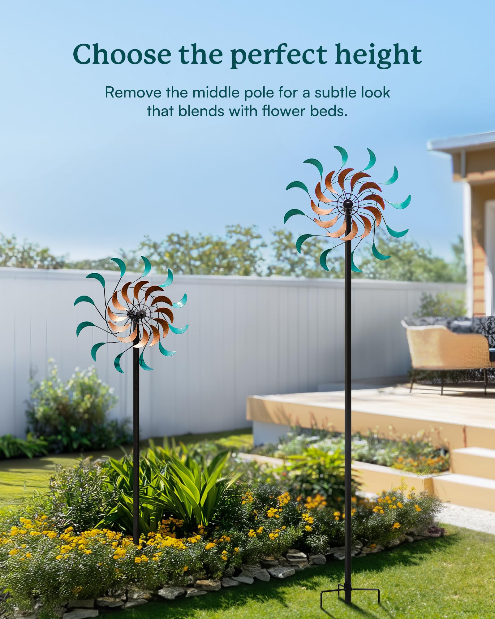 Cyan Oasis windmill stays stable with heavy-duty poles.