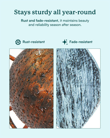 Cyan Oasis weatherproof coating protects blades in sun and rain.