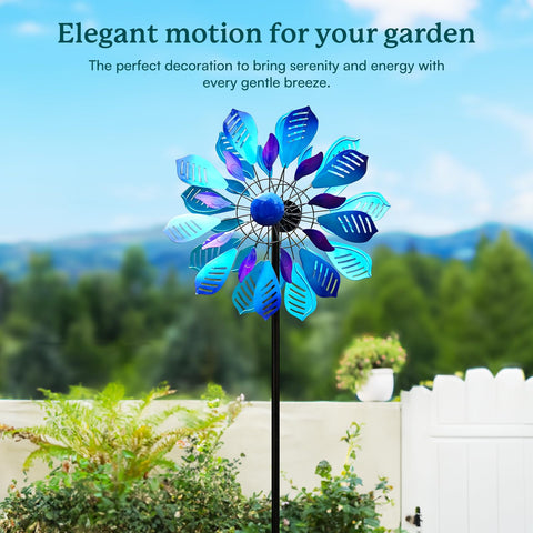 Cyan Oasis wind spinner weather-resistant design resists rust and fading
