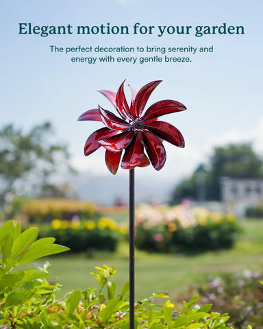 Cyan Oasis wind spinners dual-sided blades spin smoothly in light wind.