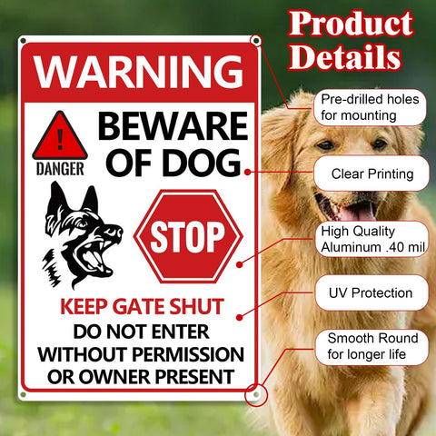 CyanLime dog warning sign for outdoor use withstands weather.