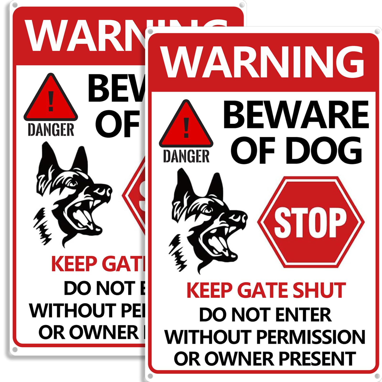 CyanLime Beware of Dog sign on yard gate offers high visibility.