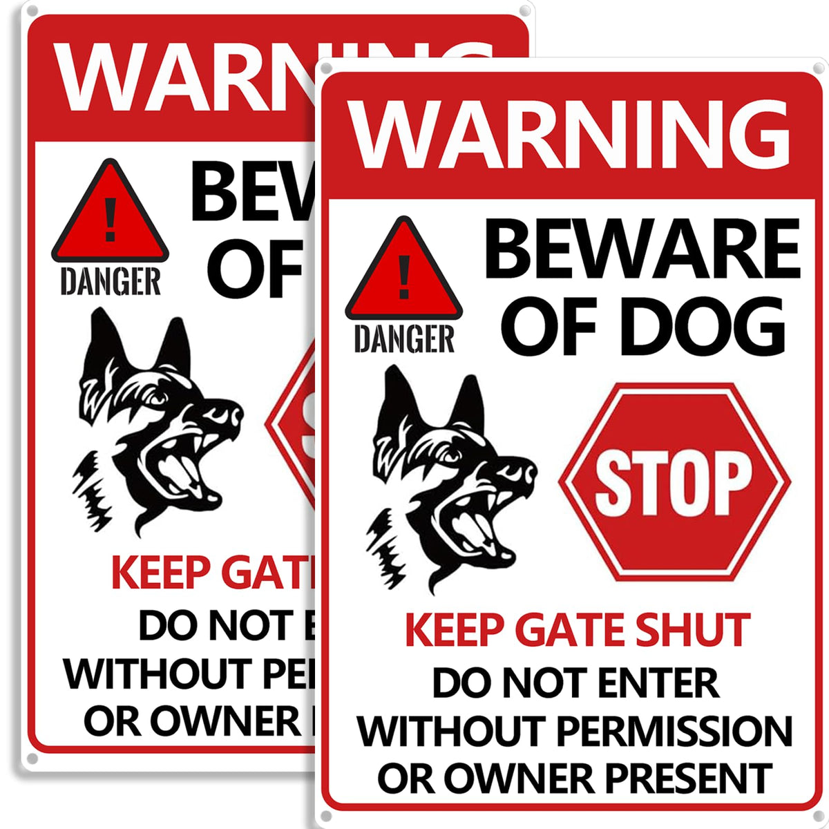 CyanLime Beware of Dog sign on yard gate offers high visibility.