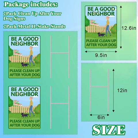 CyanLime dog poop sign on a metal stake deters littering and supports neighbor friendliness.