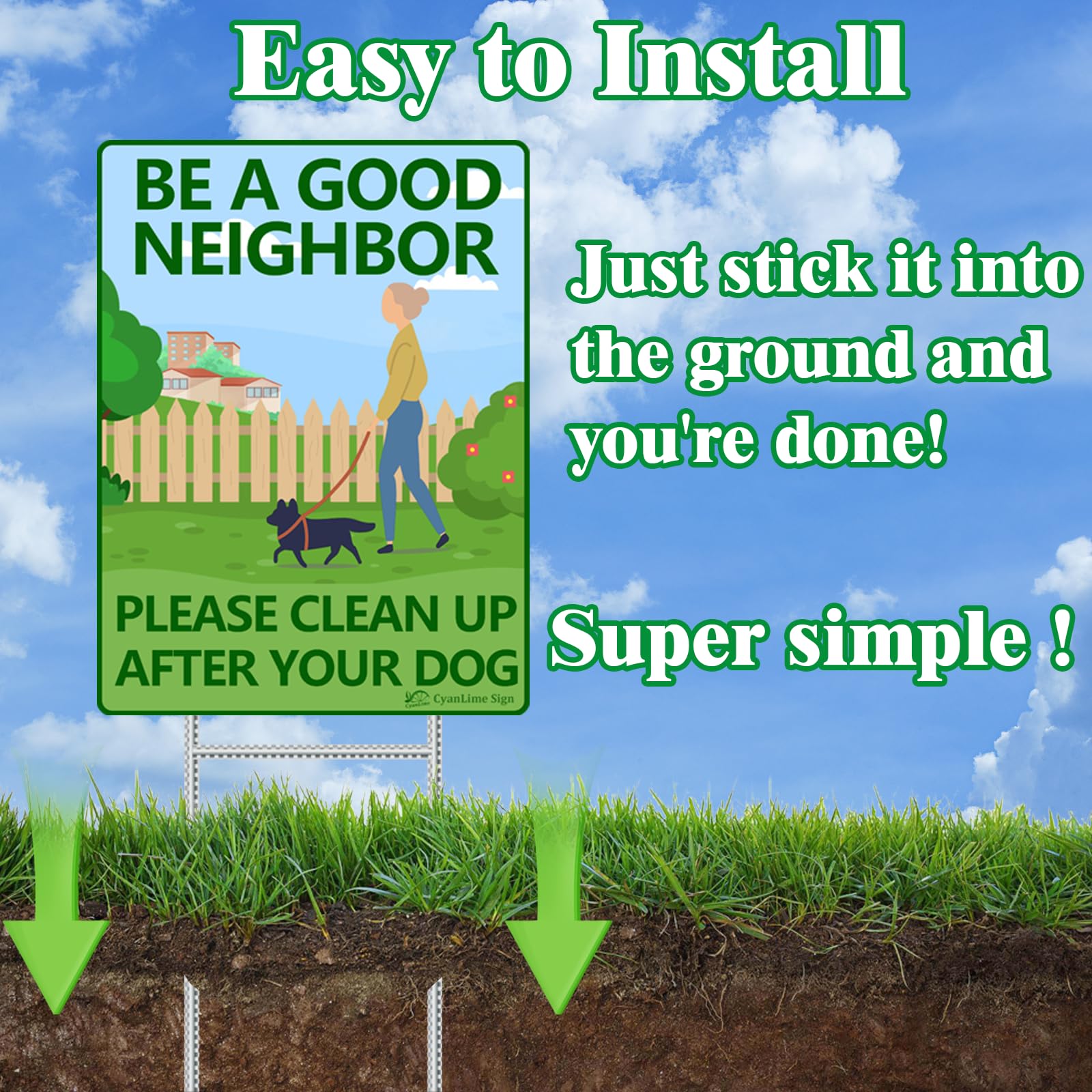 CyanLime weatherproof yard sign remains vibrant in sun and rain for ongoing use.