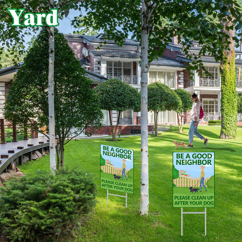 CyanLime two-pack sign with ground stake installs quickly in garden or park lawns.