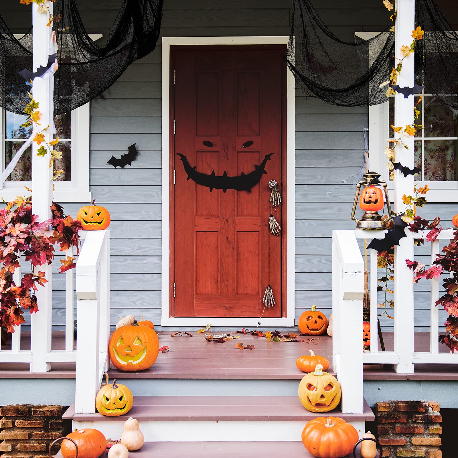 Cyantor Halloween yard decor cheesecloth pairs with webs for a creepy touch.
