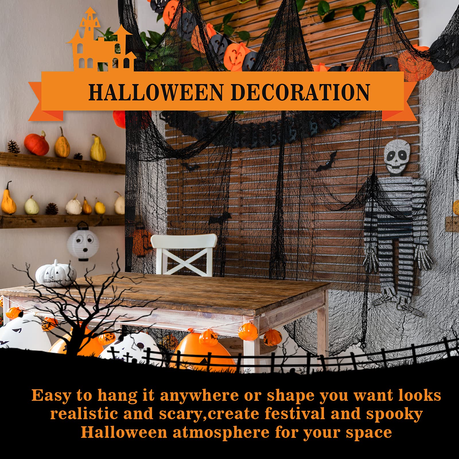 Cyantor hanging creepy cloth fabric drape creates eerie backdrop for windows or ceilings.