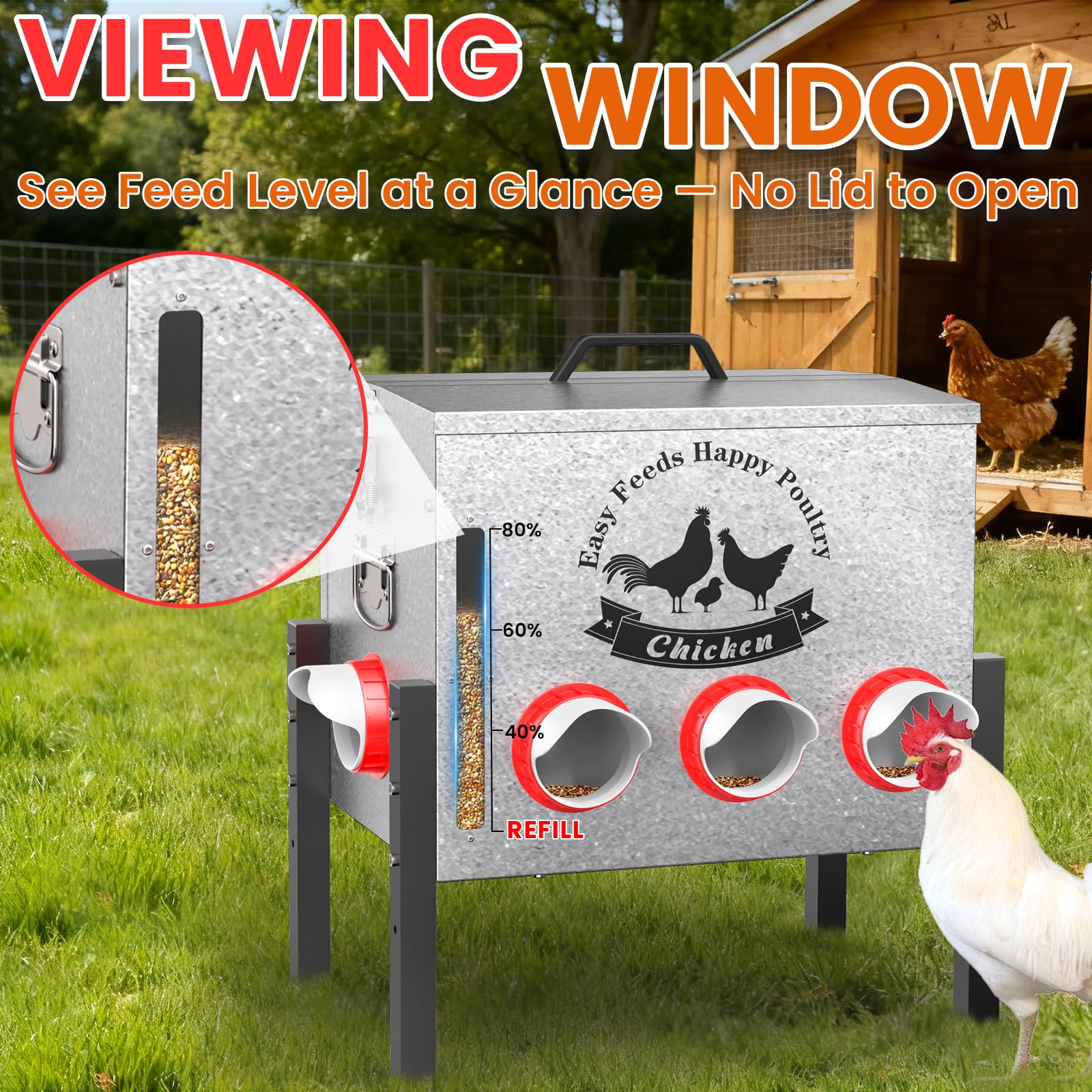 Cybrasc locking lid and rat-proof construction protect feed outdoors.