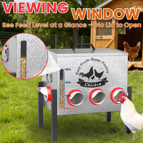 Cybrasc locking lid and rat-proof construction protect feed outdoors.