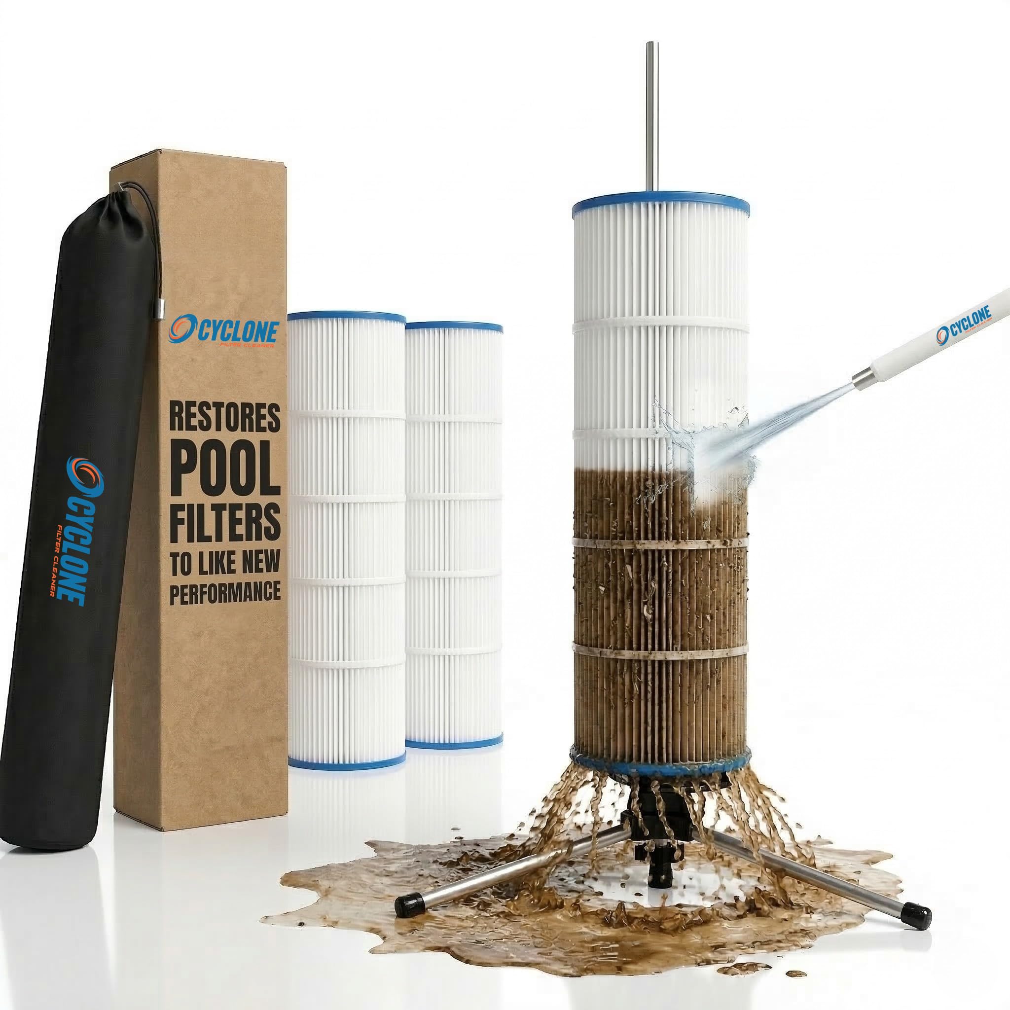 Cyclone Filter Cleaner full product view with stand for efficient maintenance