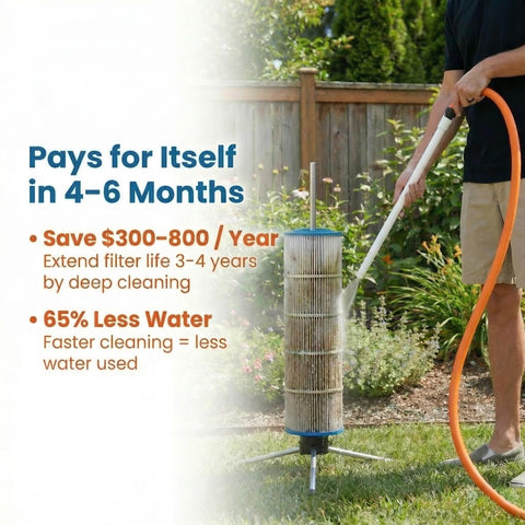 Spray wand attached to hose shows precise targeting during cleaning
