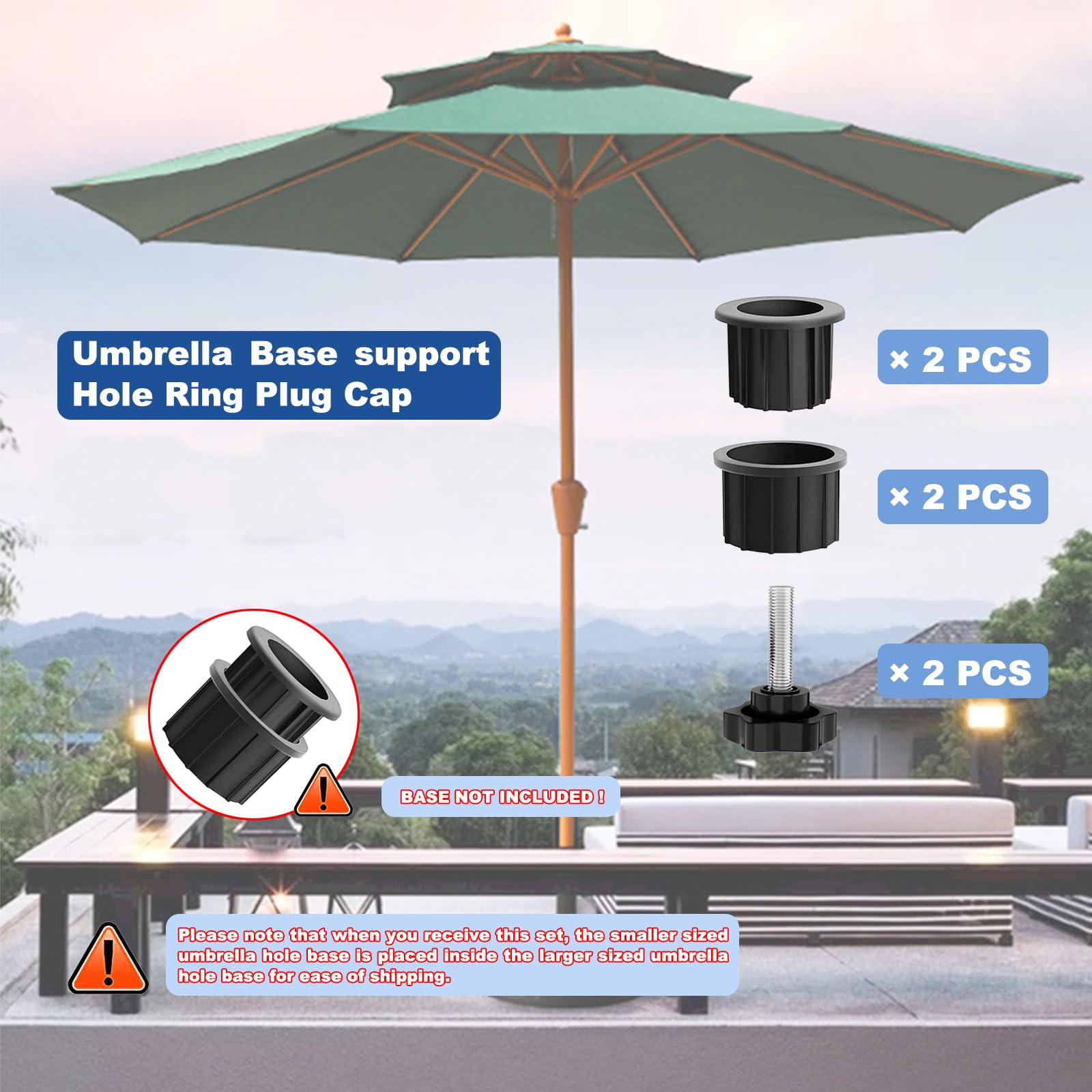 CYG&CL 1.55 inch hole ring installed on base, compatible with 2.20–2.35 inch holes.