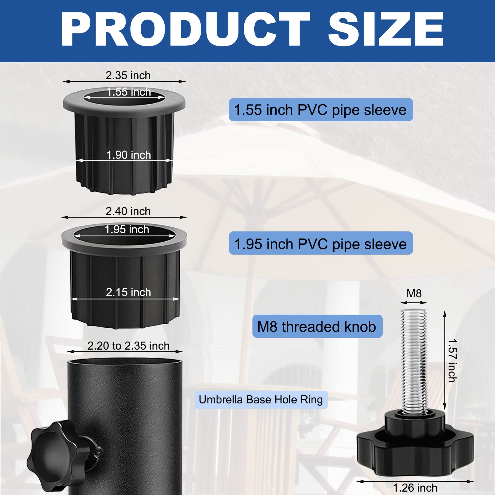 CYG&CL insert cap seated on heavy umbrella base to reduce scratches.