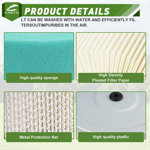 Cyleto foam pre-cleaner included improves pre-filter performance