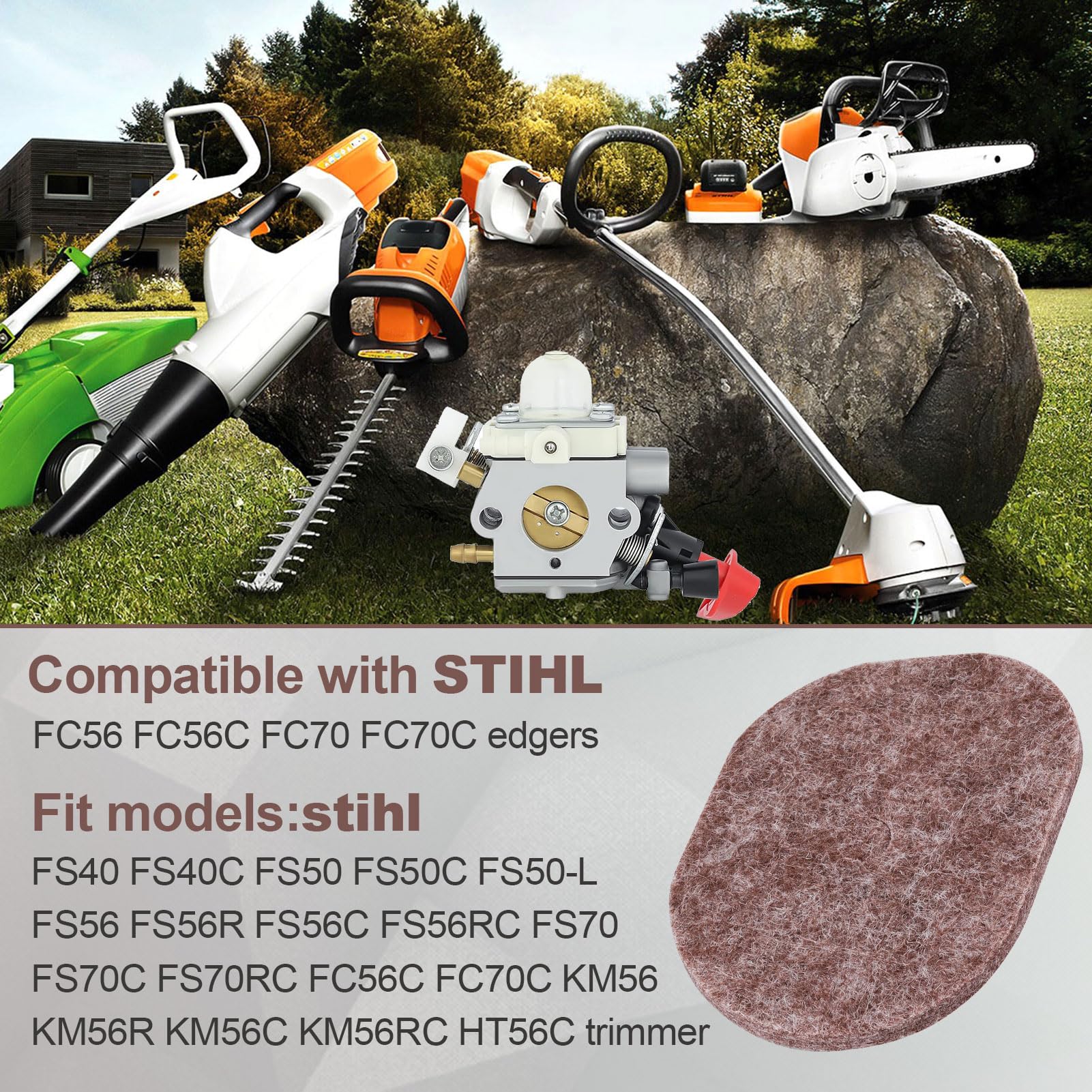 Cyleto FS56RC air filter installed in STIHL trimmer