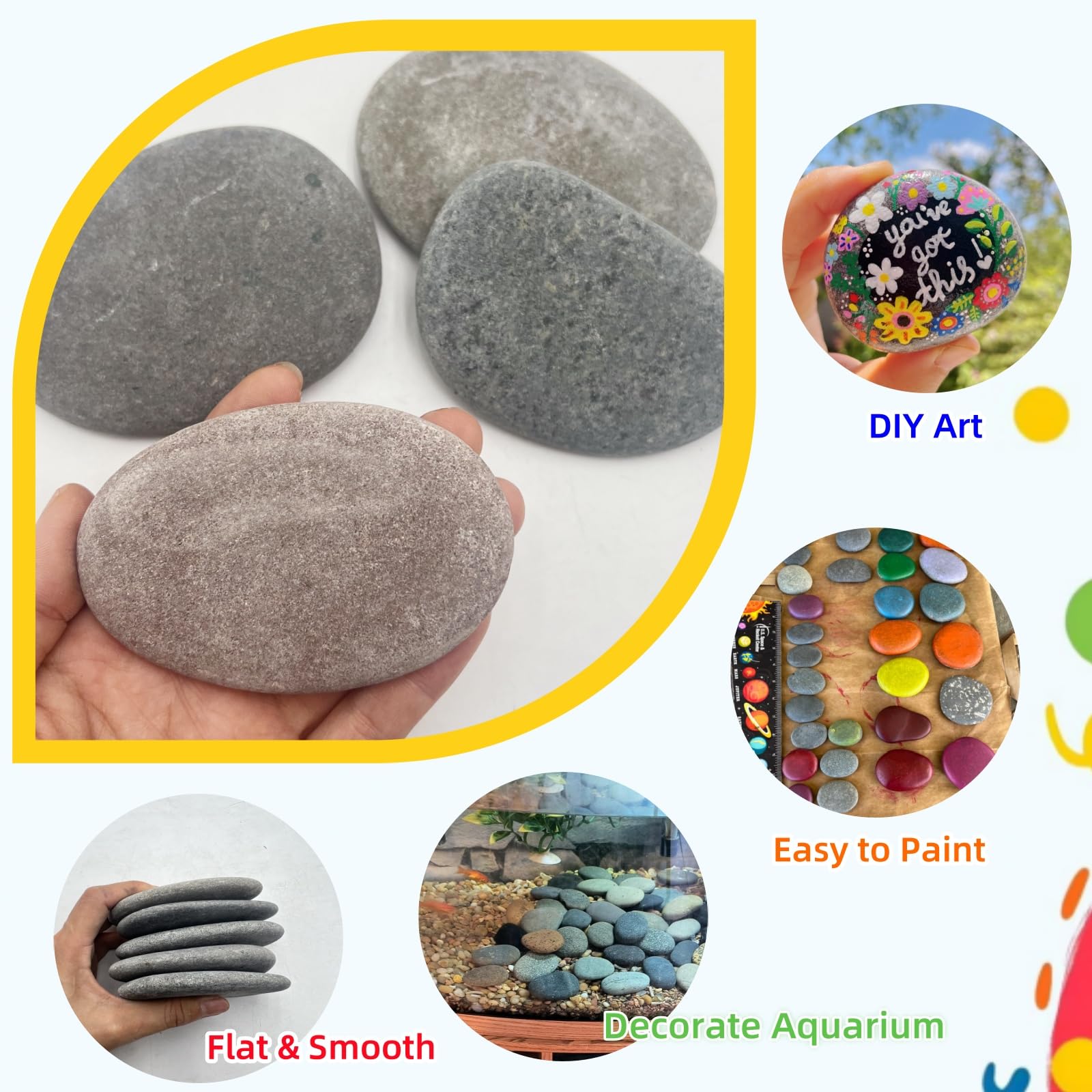 CYLHCM natural river rocks texture highlight ideal for painting and crafts.